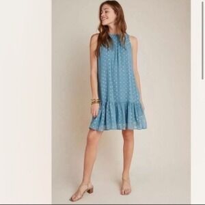 Anthropologie Natalie Metallic Flounce Tunic Dress‎ S